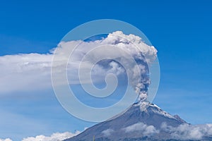 high altitude explosion from a fumarole of the popocatépetl volcano