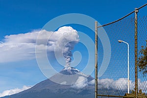 high altitude explosion from a fumarole of the popocatépetl volcano