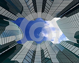 High-altitude glass buildings photo