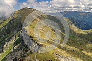 High altitude. Summer landscape in Fagarasi Mountains, landmark attraction in Romania