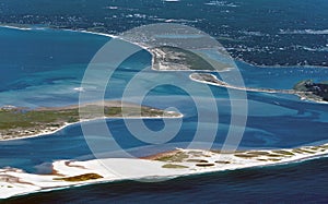 Aerial at Chatham, Cape Cod Showing Hardings Beach and Stage Harbor with Monomoy photo