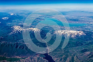 High Altitude View of Utah Lake near Provo, Utah. photo