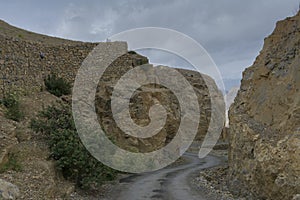 High altutude mountain road from Kaza to langza in spiti valley,Himachal Pradesh,India