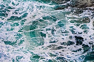 High angle abstract blue ocean wave pattern background