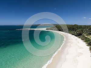 High angle aerial drone view of Huskisson Beach