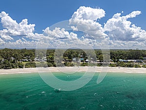 High angle aerial drone view of Huskisson Beach