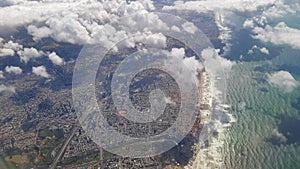 High angle Aerial of Tel Aviv in Israel, with beach and HaZafon HaChadash visible