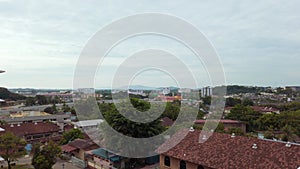 high-angle city panorama of Melaka, Malaysia