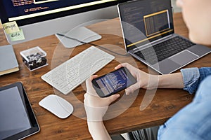 Female IT Developer at Workplace Close Up