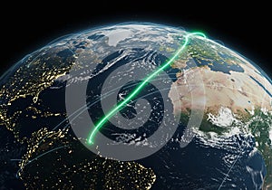 Global Flight Path Across Continents