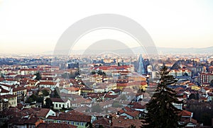 High angle landscape of Turin city