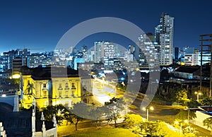 High angle over the city of Maputo at night