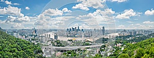 High angle panorama of Chongqing city skyline