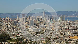 High angle panorama over San Francisco downtown