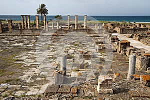 High angle shot of Baelo Claudia in Bolonia, Spain