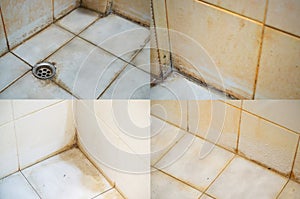 High angle shot of bathroom images collage