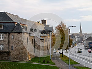 High angle shot of the castle Broich in Muelheim