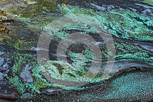 High angle shot of copper sulphate at Rio Tinto mining park in Spain