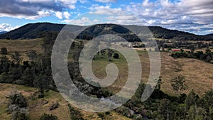 High-angle shot of forest covered rural landscape in Australia