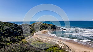 High angle shot of Lighthouse Beach at Port Macquarie, North of Sydney, Australia