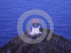 High angle shot of Makapuâ€˜u Point lighthouse in Hawai