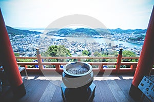 High angle shot of the Onomichi, Japan, from the Senko-Ji temple