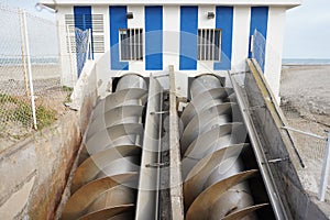 High angle shot of a pair of screw conveyor photo