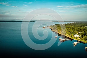 High angle shot of the Perdido Bay on a bright summer morning on the coast photo