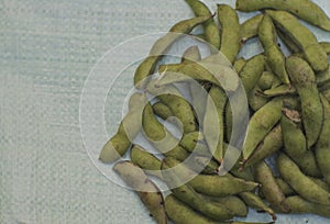High angle shot of a pile of fresh green beans