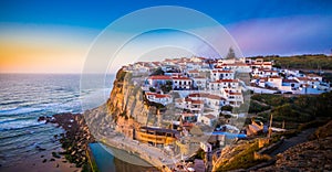 High angle shot of the Plage das Azenhas do Mar Colares in Sintra, Portugal photo