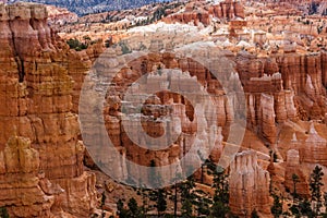 High angle shot of rock columns in Bryce Canyon National Park