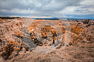 High angle shot of the rocks of the Bryce Canyon National Park in Utah, USA