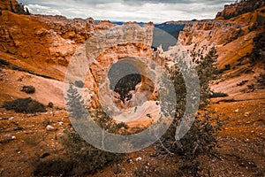 High angle shot of the rocks of the Bryce Canyon National Park in Utah, USA