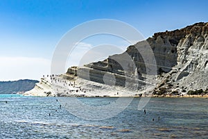 High angle shot of Scala Dei Turchi in Realmonte, Sicily, Italy - perfect for background