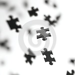 Scattered Puzzle Pieces on White