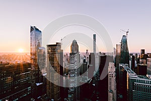 High angle shot of the skyscrapers and buildings in New York City, United States