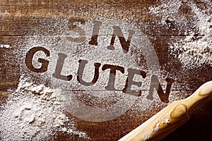 Text gluten free written in spanish photo