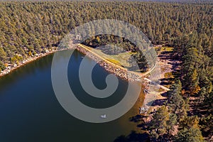 High angle shot of Woods Canyon Lake and Sitgreaves National Forest