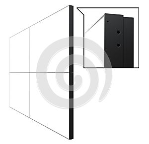 High Angle View of 2x2 Video Wall 4 screens Template Isolated on White Background.
