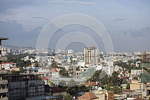 High angle view of Addis Ababa, capital city of Ethiopia