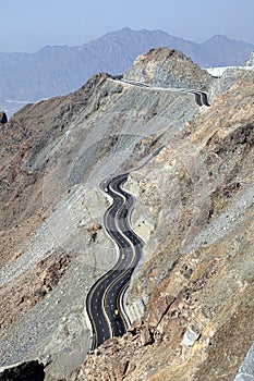 High angle view of Al Taif City\'s mountain road against sky photo