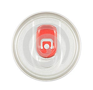 High angle view of aluminum soda can isolated