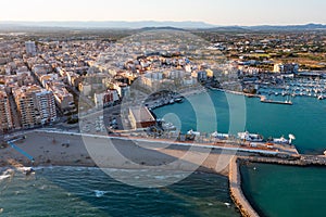 High angle view of Benicarlo, city on Mediterranean Coast in Spain photo