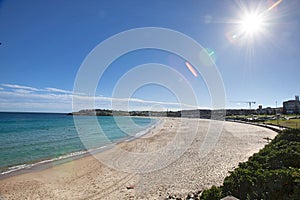 High angle view of Bondi beach on sunny day, Sydney, Australia