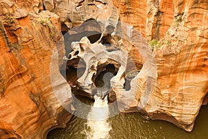 High angle view of the Bourke's Luck Potholes under the sunlight in South Africa