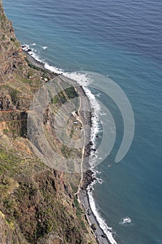 High angle view from Capo Girao 580 meters balcony in Madeira