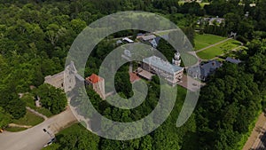 High angle view of Castle Of The Livonian Order In Sigulda, historic building 4k