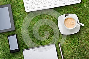 Coffee Cup On Green Grass