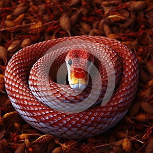 High angle view of corn snake or red rat snake
