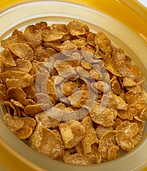 High angle view of cornflakes in a bowl